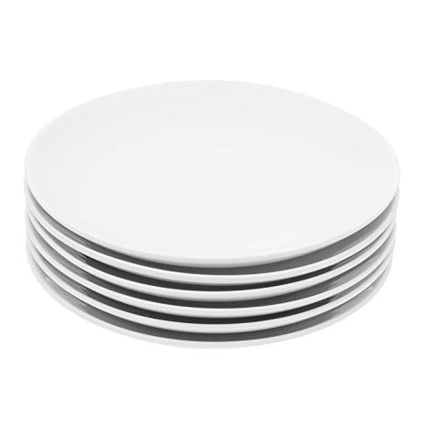 Durable Porcelain 6-Piece Dessert Plate Set, Elegant White Serving Plates (6-inch dessert plates)