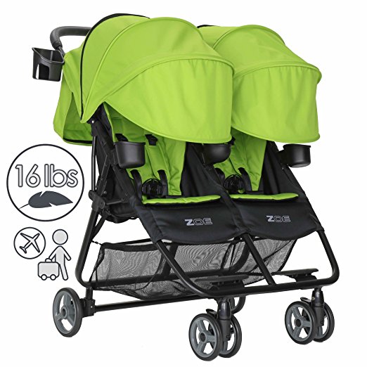 ZOE XL2 DELUXE Double Xtra Lightweight Twin Travel & Everyday Umbrella Stroller System (Lime Green)