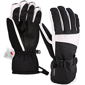 Andake Winter Gloves/Ski Gloves, Women's 3M Thinsulate Snow Warm Insulated Gloves Windproof Waterproof Gloves for Skiing, Snowboarding and Skating