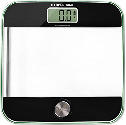 Digital Body Weight Bathroom Scale with Step-On Technology - Quad Stability - High Quality Tempered Glass – Battery Free Technology - by Utopia Home