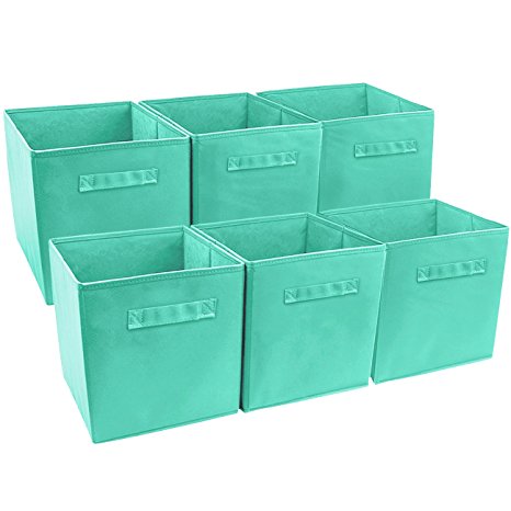 Sorbus Foldable Storage Cube Basket Bin (6 Pack, Teal)