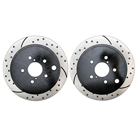 Prime Choice Auto Parts PR41511LR Performance Drilled and Slotted Brake Rotor Pair for Rear