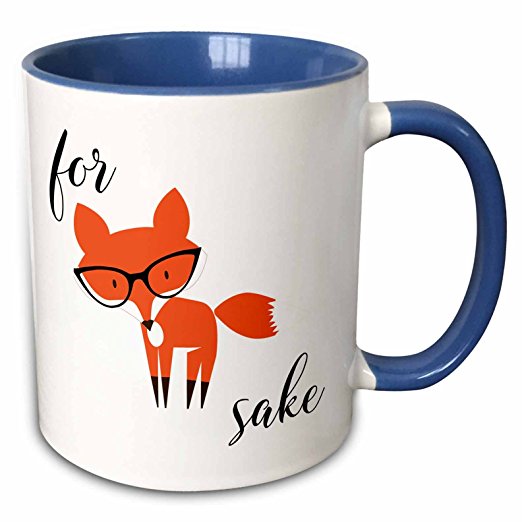 3dRose mug_235574_6 "For Fox Sake" Two Tone Blue Mug, 11 oz, Blue/White