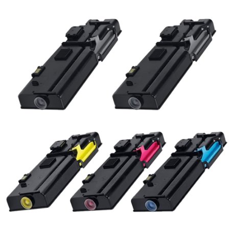 Do it Wiser ® Compatible 5 Pack Toner Cartridges 2Black Cyan Magenta Yellow For Dell C2660 C2660dn C2665dnf - 593-BBBU RD80W 593-BBBT 488NH 593-BBBS VXCWK 593-BBBR YR3W3 - Black Extra High Yield 6,000 Pages and Color Extra High Yield 4,000 Pages (5 Pack)