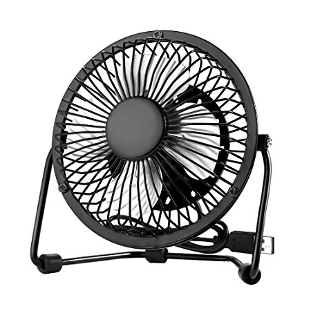 EasyAcc Mini USB 4 Inch Fan Desktop Silent Fan Perfect for Laptop Notebook PC Desk Table Fan - Metal Black