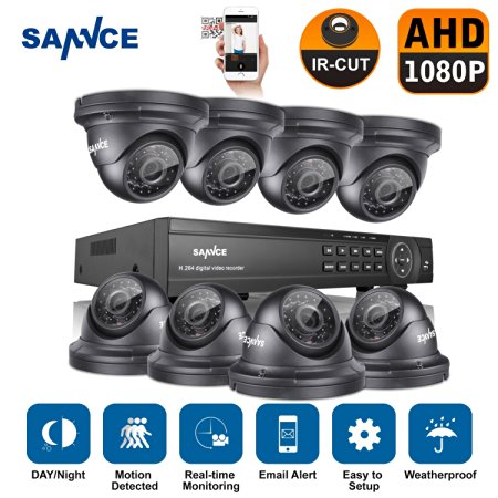 [New 1080P] SANNCE AHD 16CH 1080P Video DVR Recorder with 8HD 1920*1080 Outdoor Security Cameras, IP66 Weatherproof Metal Housing,No Hard Drive Included