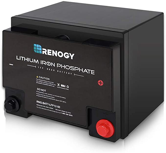 Renogy Lithium-Iron Phosphate Battery 12 Volt for RV, Solar, Marine, and Off-Grid Applications (50 Ah, 1 Pieces)