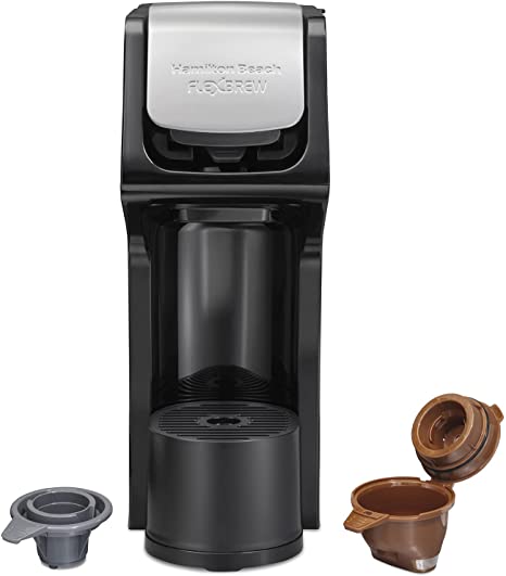 Hamilton Beach 49900 FlexBrew Single-Serve Coffee Maker Compatible with Pod Packs and Grounds, Black-Fast Brewing