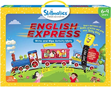 Skillmatics Educational Game: English Express (6-9 Years) | Erasable and Reusable Activity Mats with 2 Dry Erase Markers | Learning Tools for Boys and Girls 6, 7, 8, 9 Years