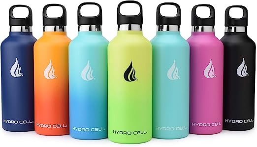 HYDRO CELL Stainless Steel Water Bottle with Straw & Standard Mouth Lids (32oz 24oz 20oz 16oz) - Keeps Liquids Hot or Cold with Double Wall Vacuum Insulated Sweat Proof Sport Design (Red 32oz)*