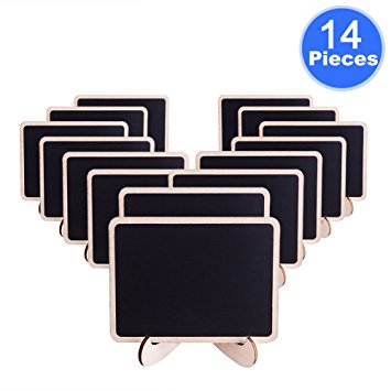 AUSTOR 14 PCS Mini Chalkboard Place Cards with Stand for Wedding, Parties, Table Top Numbers, Food Signs and Decorating Signs