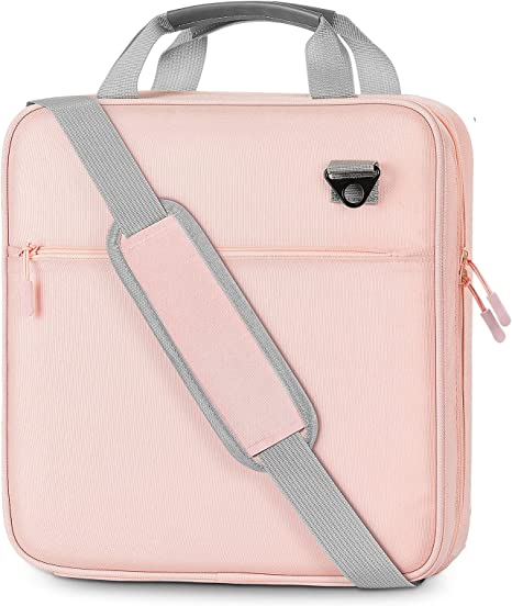 MoKo Zipper Binder, 3 Ring 2 inch Binder with Zipper,500 Sheet Capacity Multi-Pocket School Binder for Middle School, Handle and Shoulder Strap Included, Pink & Gray