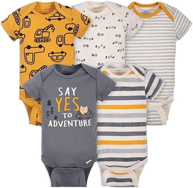 GERBER Baby Boys' 5-Pack Variety Onesies Bodysuits