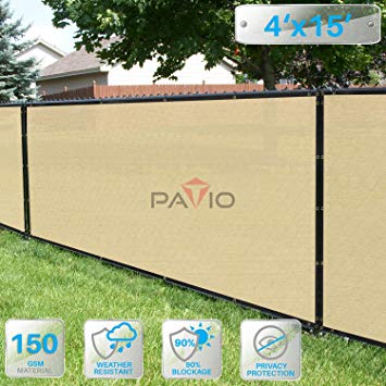 Patio Paradise 4' x 15' Tan Beige Fence Privacy Screen, Commercial Outdoor Backyard Shade Windscreen Mesh Fabric with Brass Gromment 85% Blockage- 3 Years Warranty (Customized