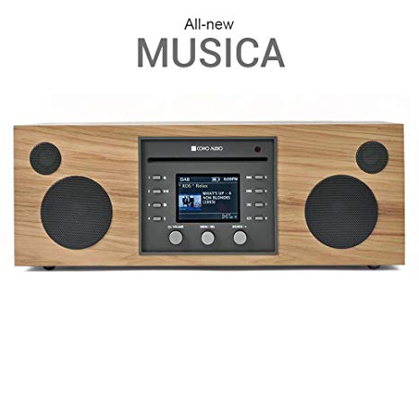 Como Audio: Musica - Wireless Music System with CD Player, Internet Radio, Spotify Connect, Wi-Fi, FM, Bluetooth and One Touch Streaming (Hickory/Black)