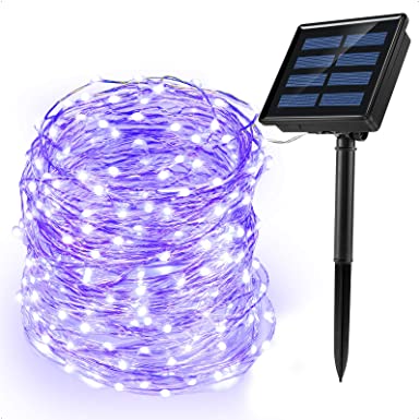 Ankway 200LED Solar Powered String Lights Purple, Upgraded Copper Wire Solar Fairy Lights, 72ft/22M, 8 Lighting Modes, Auto on/Off, IP65 Waterproof Solar Lights for Outdoor Plants Garden