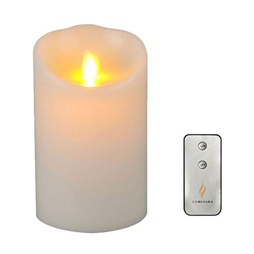Remote Included 3.5" x 5" Wax Luminara Flameless Moving Wick Candle with Timer, Ivory