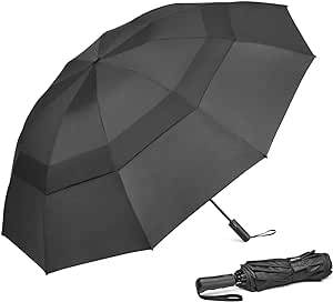 G4Free Grand parapluie pliable de 157,5 cm, 10 baleines, parapluie de voyage compact robuste pour ouverture automatique, coupe-vent, imperméable, double auvent