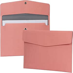 FYY File Folder, PU Leather A4 Document Holder File Organizer Filing Envelope Portfolio Case Tablet Sleeve with Magnetic Snap Closure for Home School Office Stationery Pink