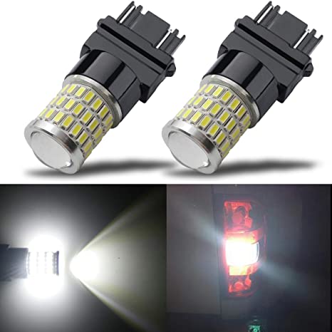 iBrightstar Newest 9-30V Super Bright Low Power 3156 3157 3057 4157 LED Bulbs with Projector Replacement for Back Up Reverse Lights and Tail Brake Lights or Turn Signal Lights, Xenon White