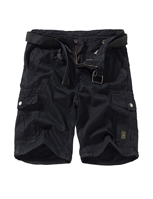 EAGLIDE Men's Relaxed Fit Camo Shorts, Mens Twill Athletic Breathable Cotton Ripstop Pockets Belted Cargo Shorts