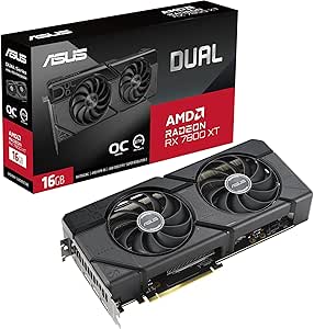 ASUS Scheda grafica da gioco Dual Radeon RX 7800 XT OC Edition 16GB GDDR6 (AMD Radeon RX7800XT, PCIe 4.0, 1x HDMI 2.1, 3x DisplayPort 2.1, DUAL-RX7800XT-O16G, nero)