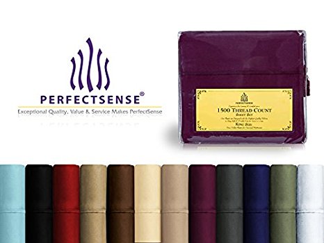 Bed Sheets Set 4 Piece 1500 Thread Count Luxury Soft Breathable Hypoallergenic Bedding Set 18" Deep Pocket Wrinkle Free & Machine Washable by PerfectSense - Navy, Double Bed Set