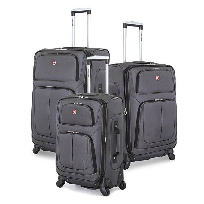 SwissGear 3 Piece Suitcase Set - Spinner Wheels - Softshell & Lightweight