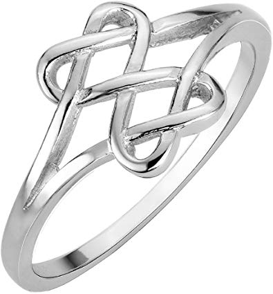 CloseoutWarehouse Sterling Silver Hearts Infinity Fusion Ring (Color Options, Sizes 2-15)