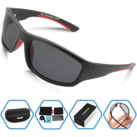 Torege Polarized Sports Sunglasses For Cycling Running Fishing Golf Unbreakable Frame TR006