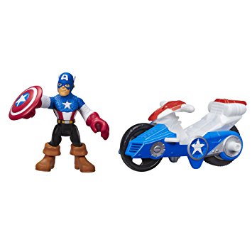 Playskool Heroes Marvel Super Hero Adventures Captain America Figure with Shield Racer Vehicle