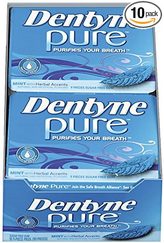Dentyne Pure Sugar-Free Gum (Mint & Herbal Accents, 9 Piece, Pack of 10)