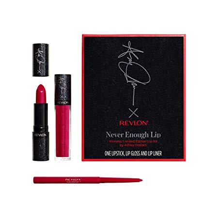 Revlon Never Enough Lip, Worship Limited Edition Lip Kit by, Ashley Graham, 3 Piece Kit with Lipstick, Lip gloss, Lip liner