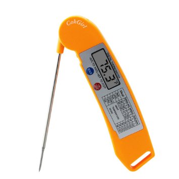 Cooking Thermometer AAA Battery Included CokGirl Instant Read Digital Meat Thermometer for Food Candy Oven Grill and BBQ Orange