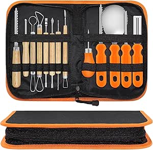 Pumpkin Carving Kit Halloween Tools, 13PCS Professional Heavy duty Carving Set, Stainless Steel Double sided Carving Kit, Halloween Decorative Pumpkin Lanterns, Halloween Gifts