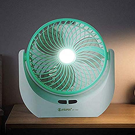 Piesome Led Light Multi Function Powerful Rechargeable Table Desk Fan - (MULTI COLOUR)