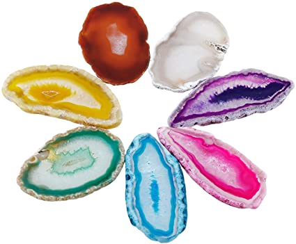 rockcloud 10 Pcs Agate Light Table Slices, Healing Crystals Geode Stones,Irregular Home Decoration Jewelry Making,Multi Color