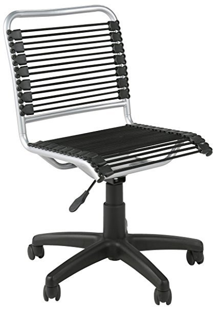 Eurø Style Bungie Low Back Adjustable Office Chair, Black Bungies with Aluminum Frame