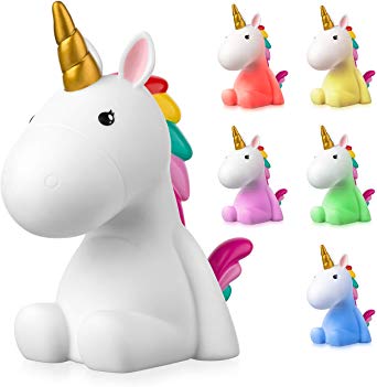 Rechargeable Unicorn LED Night Light, Color Changing Bedroom Lamp in Gift Package…