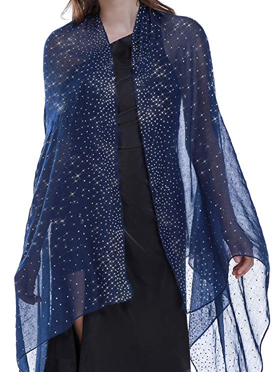Banetteta"Starry Night" Rhinestone Shawls and Wraps for Evening Dresses Wedding Shawl Wrap Shiny Scarf