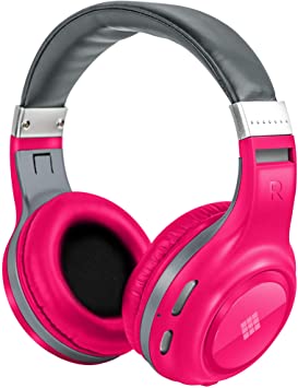 Polaroid Dynamic Audio Wireless Headphones - Rechargeable HD Headset with Wired and Wireless Bluetooth Connectivity - Stereo Sound Quality Headphone with Mic for Phone, Laptop, Computer Use (Pink)