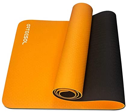 arteesol Exercise Yoga Mat, Anti-Tear Eco Friendly TPE Fitness Mat, Non-Slip 6mm Thick Large Pilates Mat with Carry Straps, Premium for Pilates, Fitness, Women and Men 183 cm x 61 cm x 6 mm