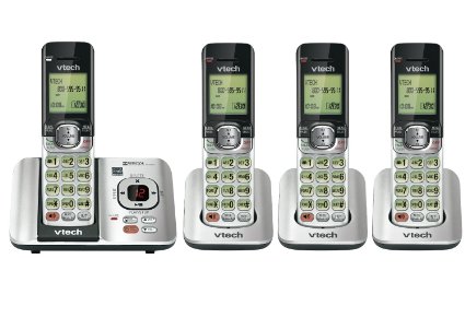 VTech CS6529-4 DECT 6.0 Phone Answering System with Caller ID/Call Waiting, 4 Cordless Handsets, Silver/Black