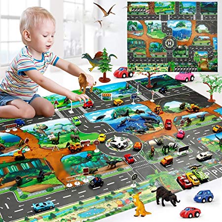 Acecor Kids Carpet Playmat City Life - Learn and Have Fun Safe! Children's Educational, Road Traffic System, Multi Color, Play Mat Rug Great for Playing with Cars, Bedroom Playroom, Area