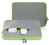 Runetz - 13-inch GRAY Neoprene Sleeve Case Cover for MacBook Pro 133 with or wout Retina Display and MacBook Air 13 Laptop - Grey-Green