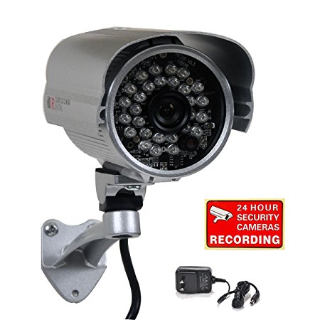 VideoSecu 700TVL Bullet Security Camera Built-in 1/3" SONY Effio CCD Weatherproof Day Night 3.6mm Wide View Angle Lens IR Outdoor for CCTV DVR Home Surveillance with Bonus Power Supply IR45HE WM5