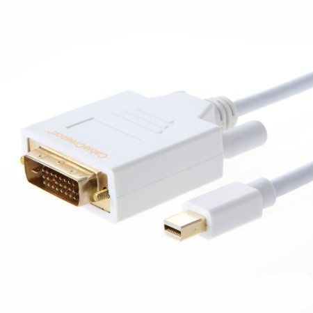 Cablecreation Gold Mini Displayport Thunderbolt Port Compatible to DVI Cable for Mac Book Imac and More 6ft White Color