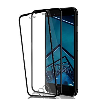 iPhone 8/7/6S/6 Screen Protector by BIGFACE, [2 Pack] Full Coverage Premium Tempered Glass, HD Clarity, Case Friendly, Anti Scratch, Anti-Bubble 3D Touch Accuracy Film for iPhone 8/7/6S/6-Black