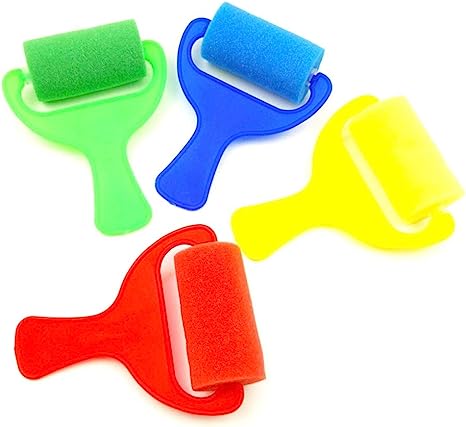 Paint Sponges for Kids，DOITOOL 4 Pcs Kids Paint Rollers DIY Sponge Paint Rolls Mini Painting Rollers Paint Brushes Kit Brayer Rollers for Kids Artists Painters