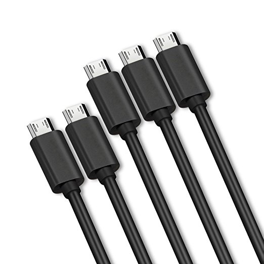 Micro USB Cables, Boxeroo 5-Pack Premium Micro USB Cable High Speed Sync and Charging Cable in Assorted Length (1ft, 3.3ft) for Samsung Galaxy, HTC, LG, HP, Motorola and More Android Cellphone